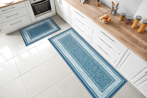 Ottomanson Ottohome Collection Contemporary Bordered Design Rubberback Area Rug, 2'3" x 3', Blue