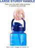 EYQ Half Gallon/64 oz Water Bottle with Time Marker, Carry Strap and Motivational Quote, Leak-Proof Tritan BPA-Free, Ensure You Drink Enough Water for Fitness, Gym, Camp, Outdoor Sports (Clear Blue)