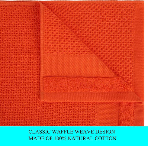 Homaxy 100% Cotton Waffle Weave Kitchen Towels, 13 x 28 Inches Super Absorbent and Machine Washable Dish Towels for Drying Dishes, 4-Packs, Orange