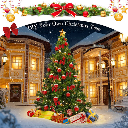 ICNOW 72Feet/22M Christmas Garland With 24 Christmas Ball Ornaments and 36 Red Bows Home Decorated Garlands Artificial Pine Christmas Decoration for Home Garden Holiday Wedding Party Stairs Fireplaces