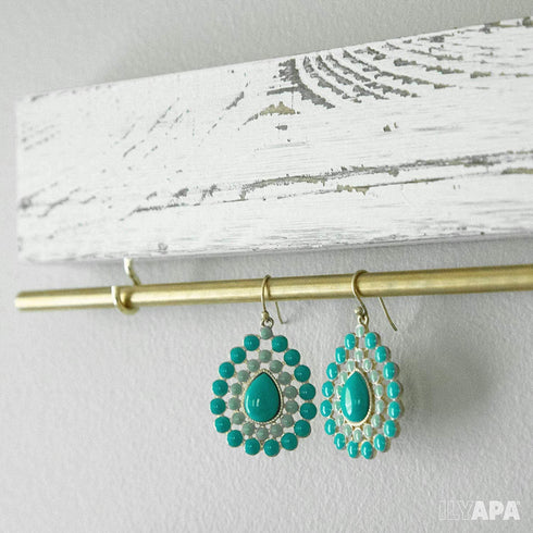 Ilyapa Wall Mounted Jewelry Organizer, Rustic White Wood - Earring, Bracelet and Necklace Holder - 3 Piece Jewelry Hanger Rack Set