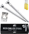 Beer Chiller Sticks For Bottles By KANOS - Set of 2 Stainless Steel Cooling Chillers - Unique Beer Lovers Gifts For Men - Great Gift Ideas For Dad, Boyfriend, Husband, Brother - Ace Card Bottle Opener