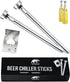 Beer Chiller Sticks For Bottles By KANOS - Set of 2 Stainless Steel Cooling Chillers - Unique Beer Lovers Gifts For Men - Great Gift Ideas For Dad, Boyfriend, Husband, Brother - Ace Card Bottle Opener