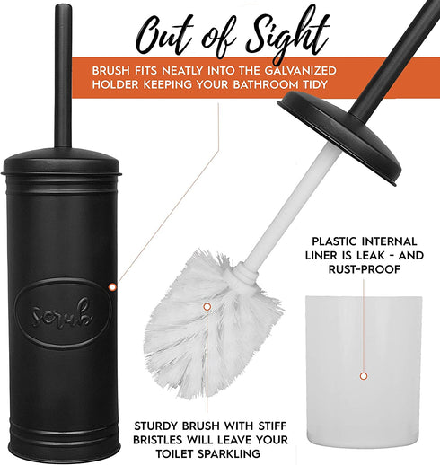 Autumn Alley Farmhouse Bathroom Toilet Brush and Holder Set - Black Rustic Toilet Bowl Cleaner Rustic Yet Modern Bathroom Decor Modern Farmhouse Bathroom Decor