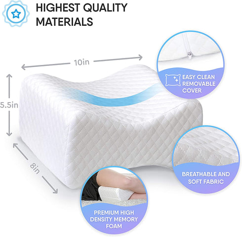 KIWEE Knee Pillow for Back & Hip Pain Relief, Sciatica, Side Sleepers | Orthopedic High Density Firm Memory Foam Leg Positioner Knee Pillow Contour Wedge | Pregnancy, Spine Alignment, Posture Support