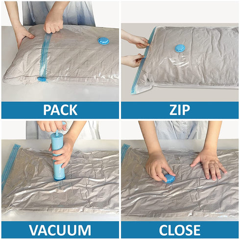 MattEasy Space Saver Vacuum Storage Bags, 6 Pack Large Space Saver Bags with Pump, Storage Vacuum Sealed Bags for Clothes, Comforters, Blankets, Bedding (Large)