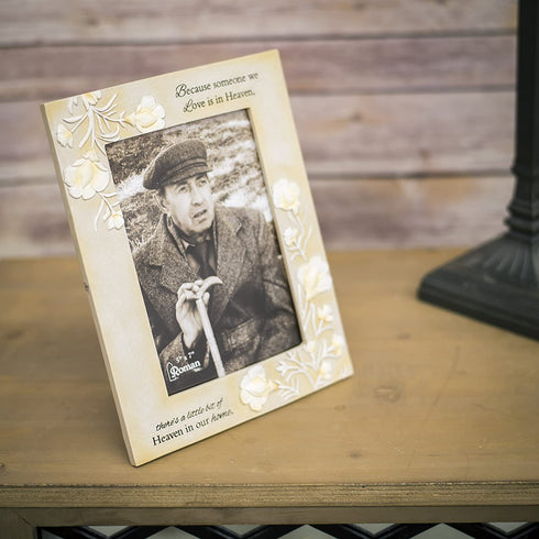 Someone We Love In Heaven 9.5 x 7 Embossed Resin Stone Table Top Photo Frame