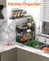 Warmodern Under Sink Organizer, 2 Tier Bathroom Organizer Under Sink, Kitchen Cabinet Organizers Baskets with 4Hooks,2 Handles and 2 Hanging Cups, Multifunction Under Sink Storage for Bathroom Kitchen
