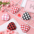 Whaline 24Pcs Valentine's Day Heart Ornaments Buffalo Check Heart Ornament 4 Designs Black Red White Pink Plaid Hanging Decorations for Wedding Anniversary Birthday Christmas Craft Gifts