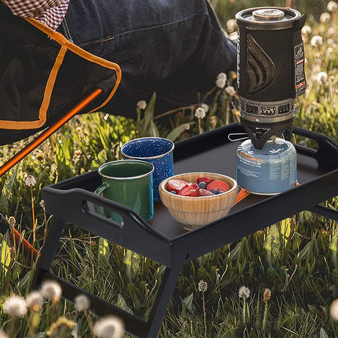 Bed Tray Table Folding Legs with Handles Breakfast Food Tray for Sofa,Bed,Eating,Drawing,Platters Serving Lap Desk Snack Tray(Black Small)