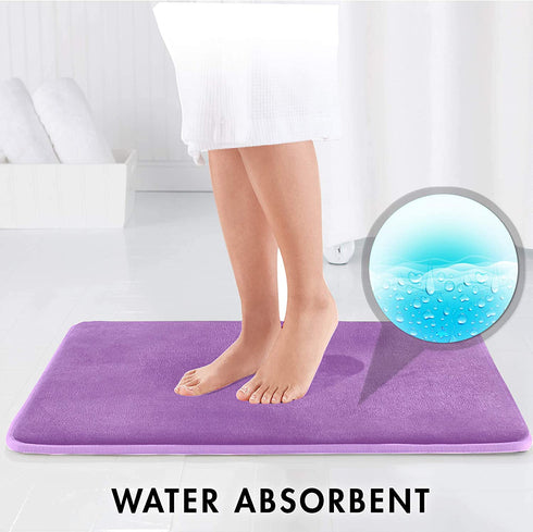 Genteele Bath Mats for Bathroom Non Slip - Lavender 17" x 24" Memory Foam Bathroom Rugs - Quick Dry Bath Mat