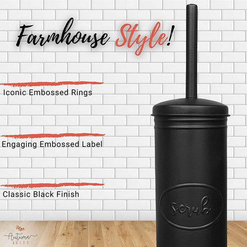 Autumn Alley Farmhouse Bathroom Toilet Brush and Holder Set - Black Rustic Toilet Bowl Cleaner Rustic Yet Modern Bathroom Decor Modern Farmhouse Bathroom Decor