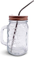 Home Suave - Mason Jar Mugs with Handle, Regular Mouth Colorful Lids with 2 Reusable Stainless Steel Straw, Set of 2 (Rose Gold), Kitchen GLASS 16 oz Jars,"Refreshing Ice Cold Drink" & Dishwasher Safe