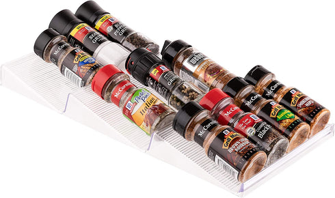 Homeries Expandable Spice Rack Organizer (3-Tier) for Kitchen, Cabinet, Countertop & Pantry Slanted Spice Storage Shelf for Condiments, Salt, Supplements, Seasonings, Vitamins, Oils BPA Free (1)