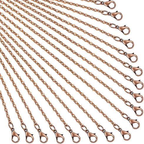 24 Pack Antique Red Copper Cable Chain Necklace Chain Necklace Twisted Link Chain for Jewelry Making (20 Inch)