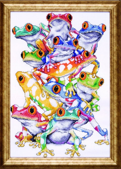 Design Works Crafts Tobin RZ09-01953E72-R3U1 Frog Pile Counted Cross Stitch Kit-11"X16" 14 Count