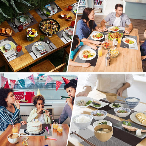 Placemats for Dining Table,Place Mats Heat-Resistant Non-Slip Washable and Easy to Cut Set of (4 or 6) CHENYUCHAO Place Mat (Coffe, 6)