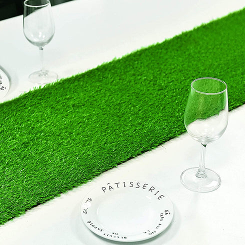 COYMOS Faux Grass Table Runner for Table Decoration Grass Rug Spring Summer Party Decor, 14 Inch x 72 Inch