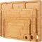 Bamboo Cutting Boards for Kitchen, (Set of 3) Kitchen Chopping Board with 3 Built-In Compartments and Juice Groove Heavy Duty Serving Tray Wood Butcher Block and Wooden Carving Board with Hole