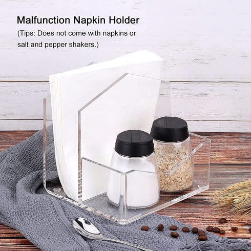 MaxGear Acrylic Napkin Holder, Upright Clear Napkin Holders, Standing Salt&Pepper Napkin Holder, Malfunction Salt Pepper Storage Holder and Napkin Caddy for Tabletop, Office, Restaurant 1 Pack