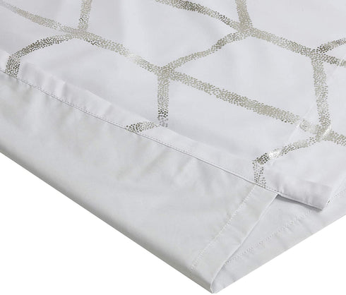 Intelligent Design Raina Total Blackout Metallic Print Grommet Top Single Curtain Panel Thermal Insulated Light Blocking Drape for Bedroom Living Room and Dorm, 50x84, White/Silver 1 Piece