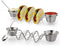 Upgrade Taco Shell Stand Up Holders- 2 Pack Premium Stainless Steel Taco Tray with 4 Salad Cups & 2 Spoons,Holds 3 Tacos Each Keeping Shells Upright & Neat