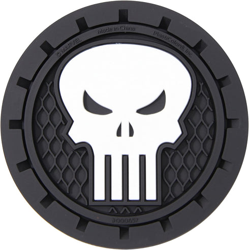 Plasticolor 000657R01 Marvel Punisher Auto Car Truck SUV Cup Holder Coaster 2-Pack , BLACK