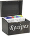 Black Recipe Box with Cards and Dividers - Wood Vintage Recipe Card Box with 100 4x6 Recipe Cards 12 Dividers and Conversion Chart Card - Gift Idea for Recipe Lovers