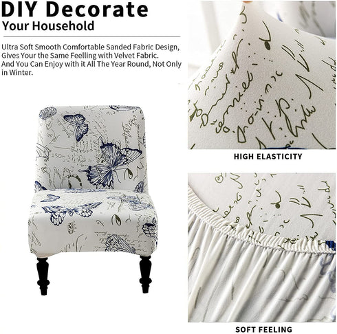 Armless Chair Slipcover Removable Armless Accent Chair Covers Washable Chair Slipcovers Furniture Protector Covers for Living Dining Room Hotel Armless Accent Chair