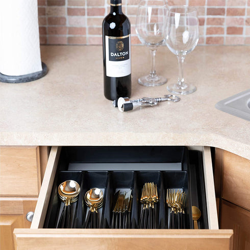 Expandable Cutlery Kitchen Drawer Organizer, Flatware Tray for Silverware, Serving Utensils, Multi-Purpose Storage for Kitchen, Office, Bathroom Supplies