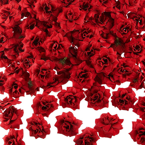 100 Pieces Artificial Roses Head Fake Silk Rose Head DIY Fake Roses Heads for Mother's Day Wedding Flower Wall DIY Crafts Bouquet Decoration (Dark Red,1.77 Inch)