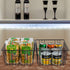 iPEGTOP Deep Refrigerator Freezer Baskets, Large Household Wire Storage Basket Bins Organizer with Handles for Kitchen, Pantry, Freezer, Cabinet, Closets, Black, Set of 2