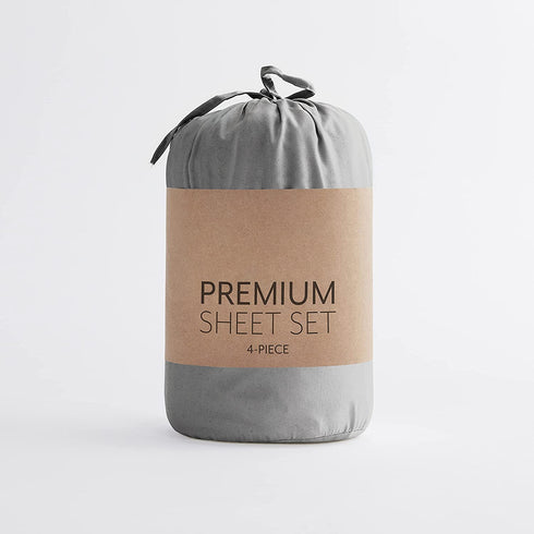 Linen Market Ultra Soft Easy Care Microfiber 16" Deep Pocket Basic 4 Piece Bed Sheet Set with Pillowcases, Gray, King