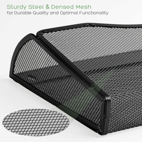 MaxGear Mesh File Holder Wall Organizer 3 Pockets Hanging File Organizers Wall Mounted Paper Organizer Holders Wall Bins for Office and Home, Black