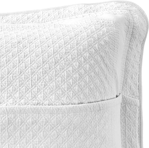 HISTORIC CHARLESTON King Charles Classic European Matelasse Cotton Decorative Pillow Case, Euro Sham (26" x 26"), White