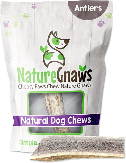 Nature Gnaws Elk Antlers for Large Dogs - Premium Natural USA Antler - Long Lasting Dog Bones for Aggressive Chewers - Mix of Split and Whole - 5-8 Inch