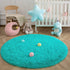 Goideal Round Fluffy Area Rug for Bedroom, Teal Blue Shaggy Rug for Boys Girls, Fuzzy Cute Princess Castle Nursery Room Rug, Circle Plush Floor Carpet for Babies Room Decor 4ft (4' Diameter)