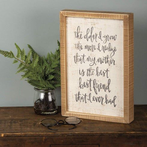 Primitives by Kathy Hand-Lettered Inset Box Sign, 8 x 12-Inches, My Mother is My Best Friend