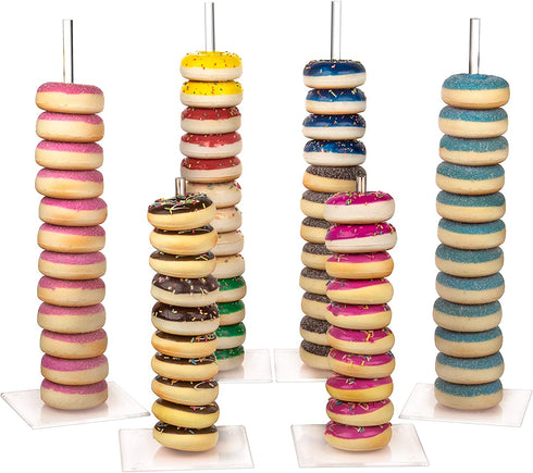 weddingwish Acrylic Donut Stands Clear Donut Bagels Display Stand Holder?Bagels Holder Doughnut Display Stand Tower for Wedding Birthday Treat Parties, Class Reunion, Children's Birthday Party,6 PCS