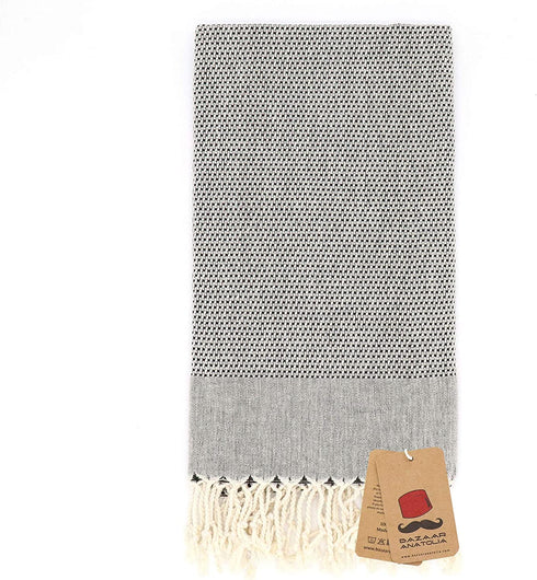 Bazaar Anatolia Acacia Turkish Towels 100% Cotton Beach Towels Oversized 77x38 Bath Towel Boho Farmhouse Decor Sheets Travel Camping Sauna Gym Pool Quick Dry Towels (Black)