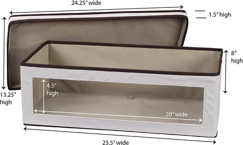 Household Essentials 514 Vision Storage Box - Natural Canvas with Brown Trim - Large