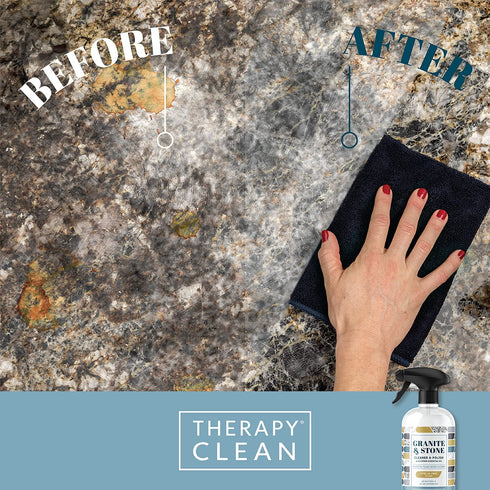Therapy Granite & Stone Cleaner & Polish (2 Pack) - Daily Clean and Shine Granite Marble Soapstone Quartz Quartzite Slate Limestone Corian Laminate Tile Countertop