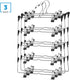 ZOBER Space Saving 5 Tier Metal Skirt Hanger with Clips (3pk) Hang 5-on-1, Gain 70% More Space,Rubber Coated Hanger Clips,360 Swivel Hook,Adjustable Clips Pants Hanger,Hang Slack,Trouser,Jeans,Towels