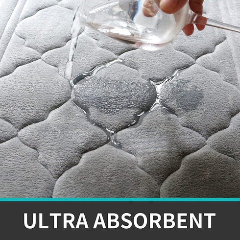 Memory Foam Bath Mat Soft Bath Rugs for Bathroom Non Slip Thick Absorbent Super Cozy Velvet Bathroom Rug Quick Dry Mat for Shower Floor Carpet (17 x 24 Inches,Grey)