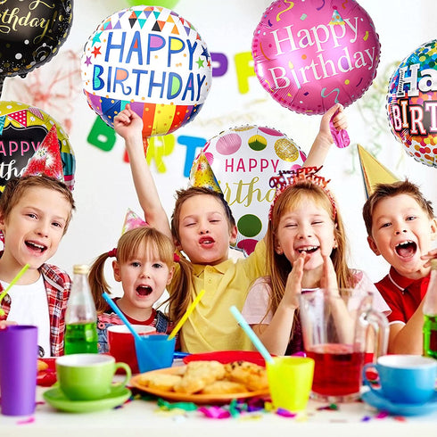 Sharlity Happy Birthday Foil Mylar Helium Balloon, 18" Round Foil Balloon, Pack of 30