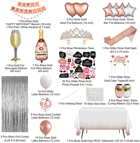 Birthday Party Decorations Decor Balloons Kit for Women Girls Birthday Supplies for 10th 13th 16th 18th 20th 25th 30th 35th 40th 50th 60th 70th (Rose Gold)