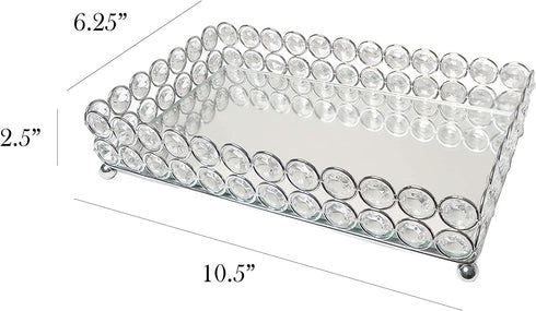 Elegant Designs HG1010-CHR Elipse Crystal Decorative Jewelry or Makeup Vanity Organizer, Chrome Mirror Tray, L: 10. 5 x W: 6. 25 x H: 2. 5