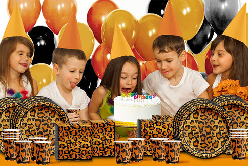 Leopard Print Birthday Party Supplies Set Plates Napkins Cups Tableware Kit for 16