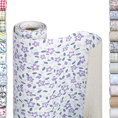Smart Design Bonded Grip Shelf Liner - 12 Inch x 10 Feet - Non Adhesive, Strong Grip Bottom, Easy Clean Kitchen Drawer, Cabinet, Cupboard Dresser Cover, Non Slip Rubber Mat - Lavender Wildflower