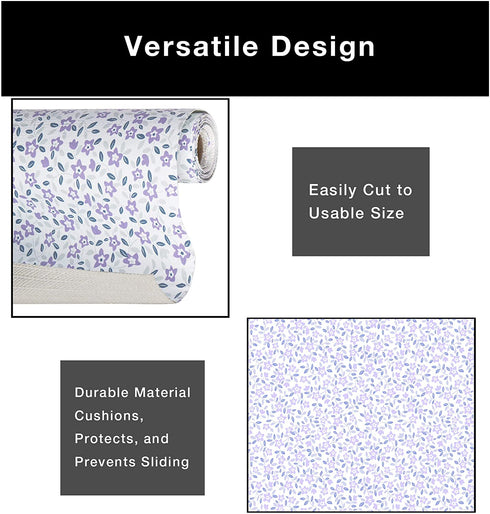 Smart Design Bonded Grip Shelf Liner - 12 Inch x 10 Feet - Non Adhesive, Strong Grip Bottom, Easy Clean Kitchen Drawer, Cabinet, Cupboard Dresser Cover, Non Slip Rubber Mat - Lavender Wildflower